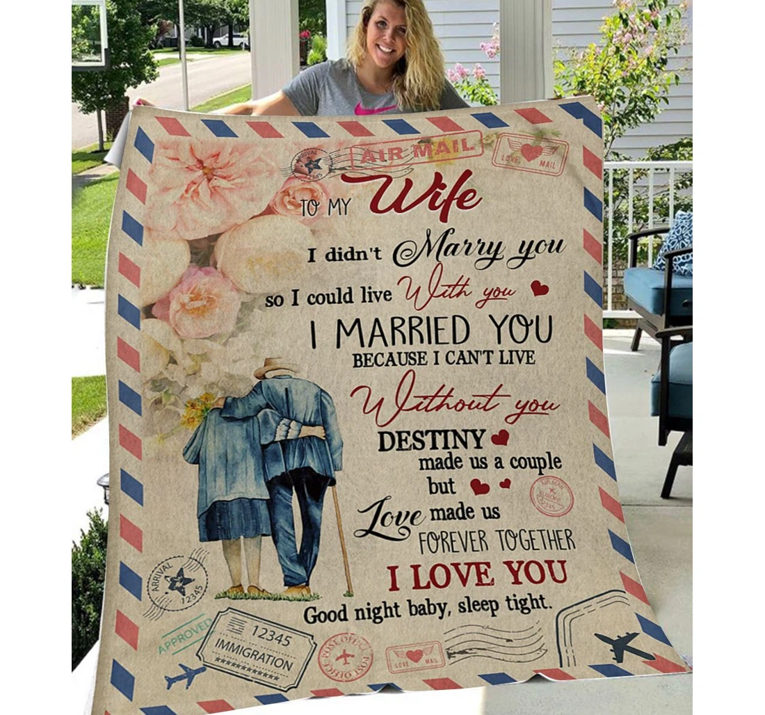 Throw Blanket, Quilt - Personalized To My Wife Family Air Mail Love You Sherpa Fleece