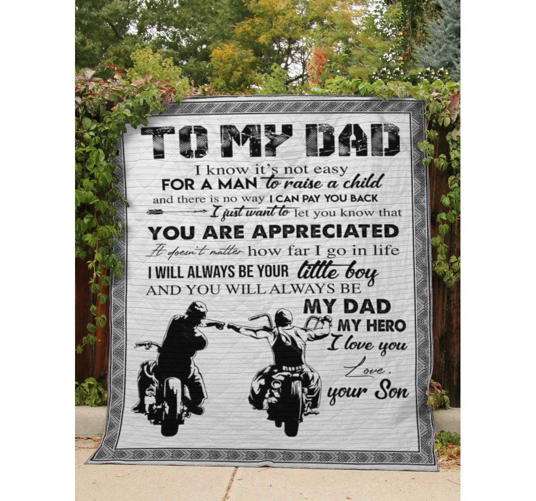 Throw Blanket, Quilt - Family To My Dad You're My Hero Sherpa Fleece