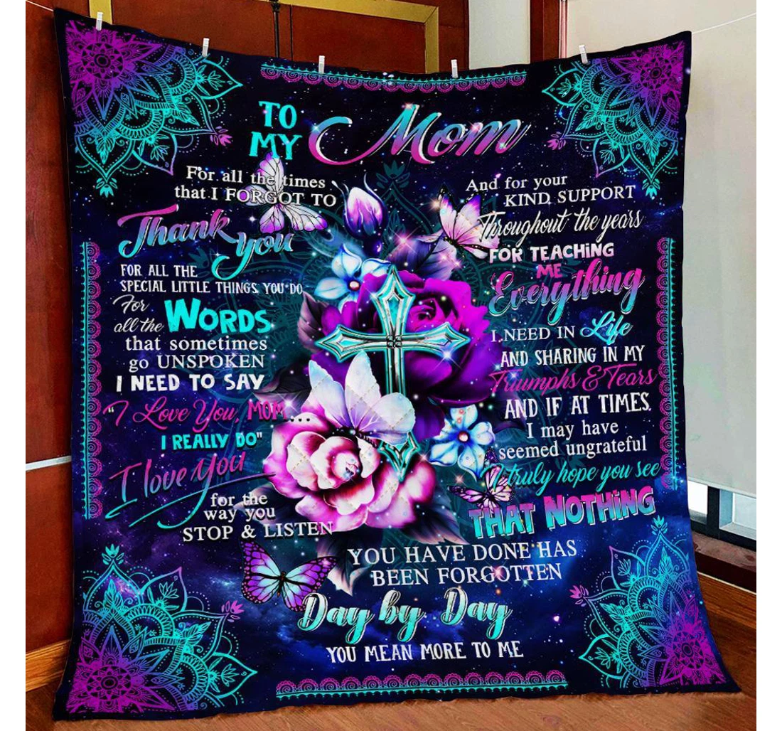 Throw Blanket, Quilt - To My Mom Family Thank You All The Special Little Things You Do Sherpa Fleece