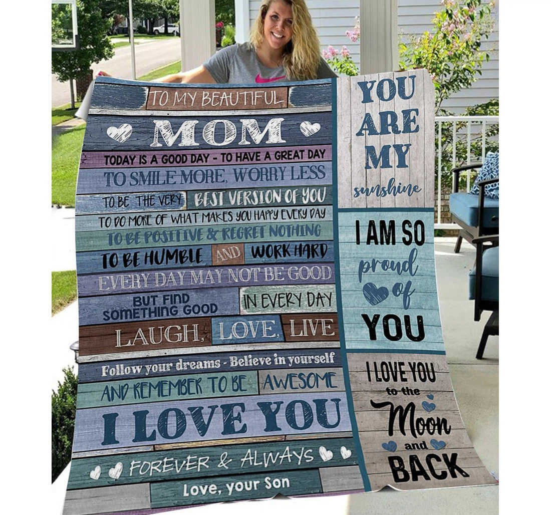 Throw Blanket, Quilt - Anl97 Personalized To Mom Family I Am So Proud Of You Sherpa Fleece