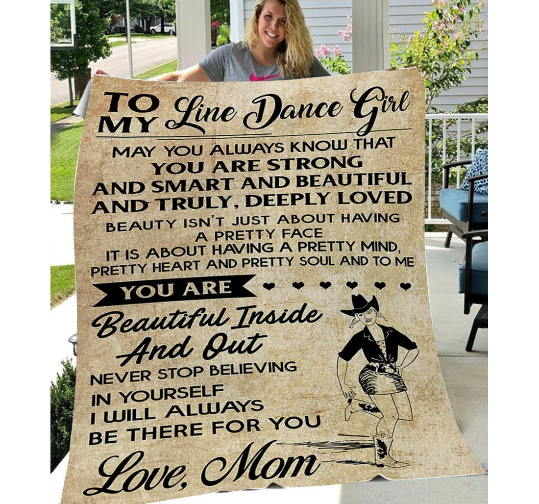 Throw Blanket, Quilt - Personalized To My Daughter Family My Line Dance Girl Sherpa Fleece