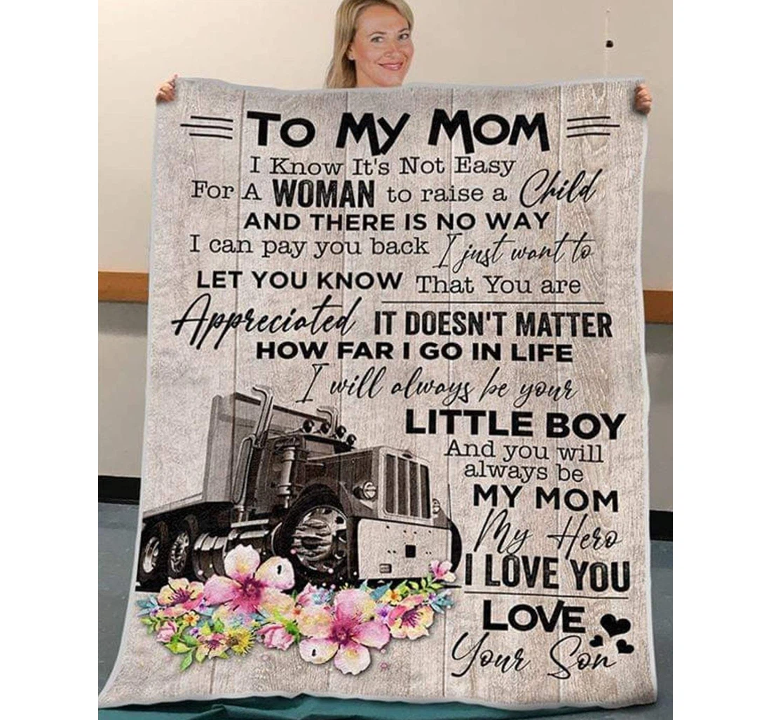 Throw Blanket, Quilt - To My Mom Family I Will Always Be Your Little Boy Sherpa Fleece