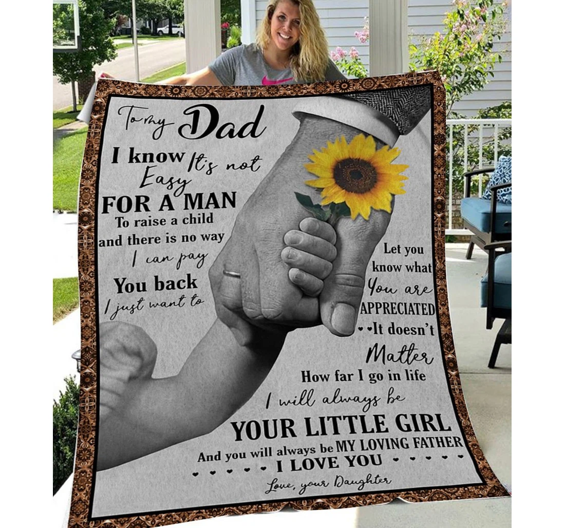 Throw Blanket, Quilt - Personalized To Dad Family Your Little Girl Sherpa Fleece