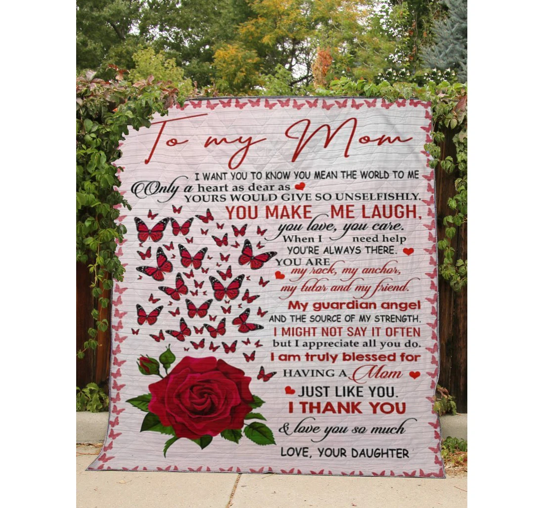 Throw Blanket, Quilt - To My Mom Family I Am Because You Are So Much Of Me Is Made From What I Learned Sherpa Fleece