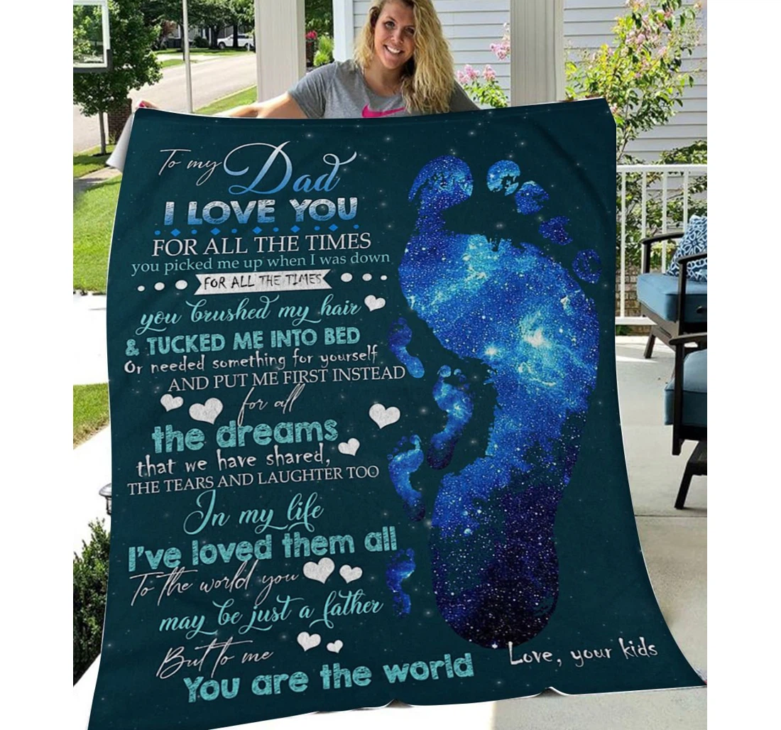 Throw Blanket, Quilt - Family To My Dad All The Times Sherpa Fleece