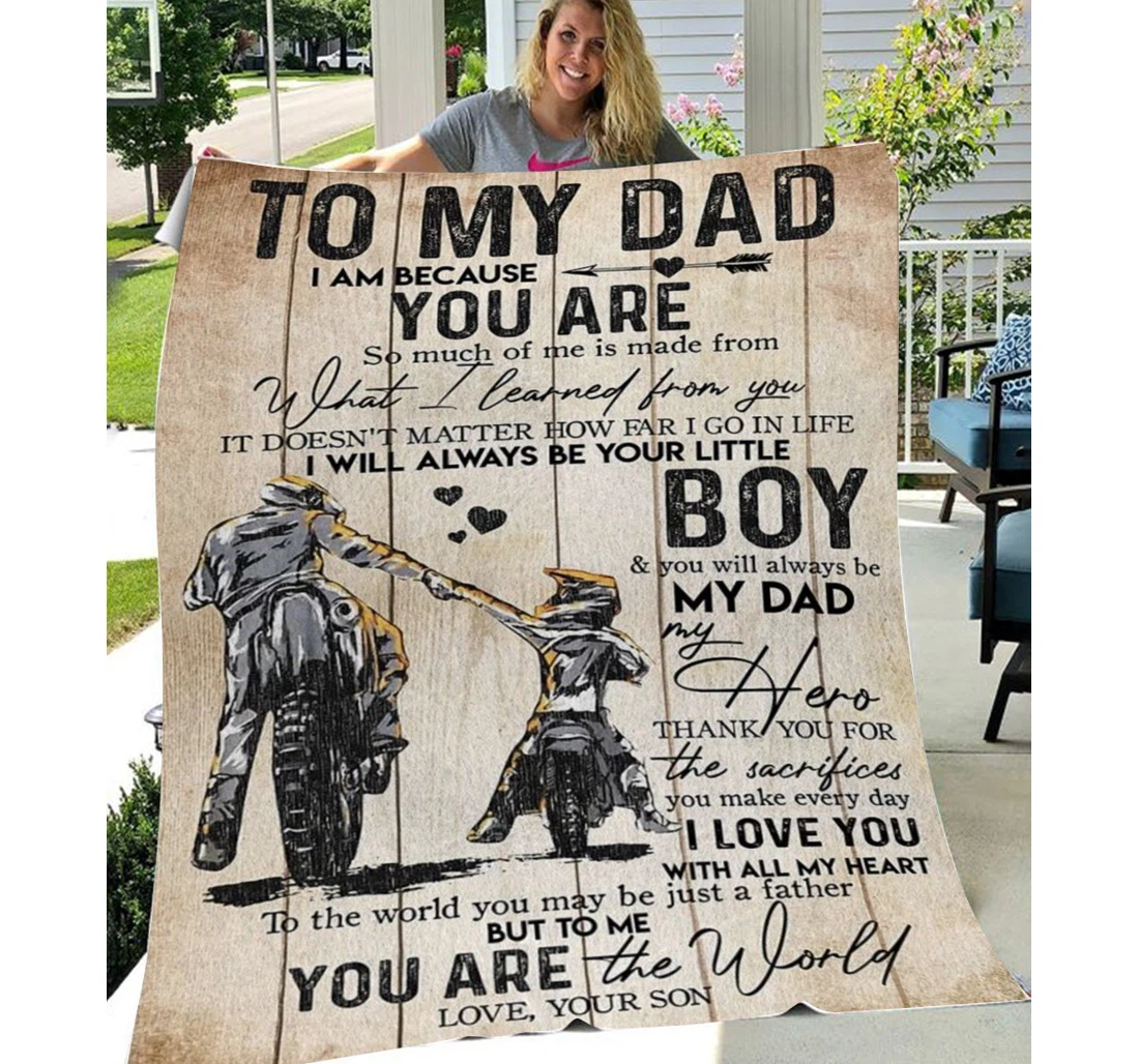 Throw Blanket, Quilt - Family Motorbike I Love You Sherpa Fleece