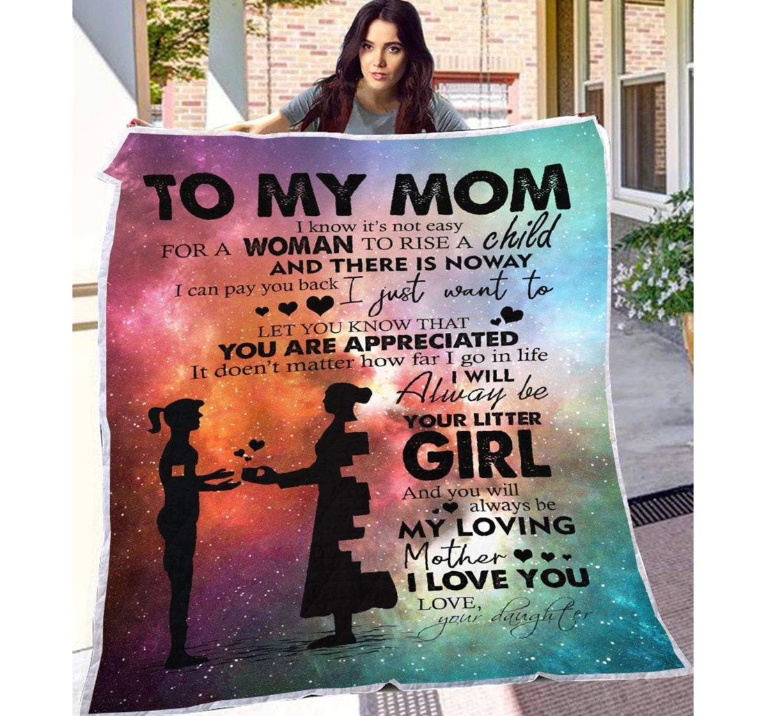 Throw Blanket, Quilt - Family To My Mom I Know It's Not Easy A Women Sherpa Fleece