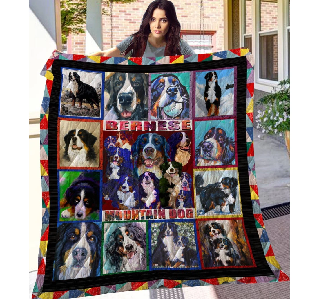 Throw Blanket, Quilt - Bernese Mountain Emotions Of Bernese Mountain Sherpa Fleece