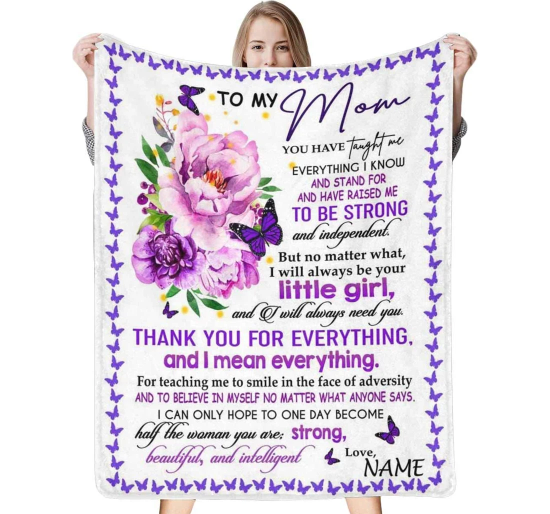 Throw Blanket, Quilt - To My Mom Family Thank You Everything And I Mean Everything Sherpa Fleece