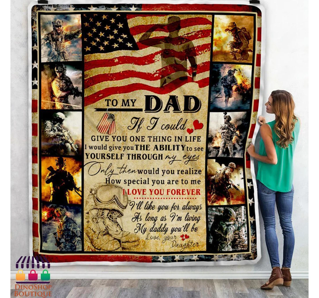 Throw Blanket, Quilt - Family To My Dad I Love You Forever Sherpa Fleece