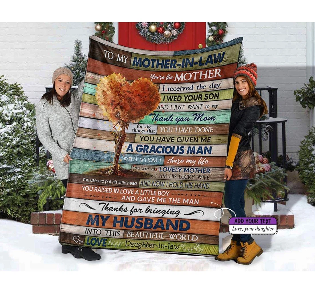 Throw Blanket, Quilt - Family To My Mother-in-law You're The Mother I Received The Day Sherpa Fleece