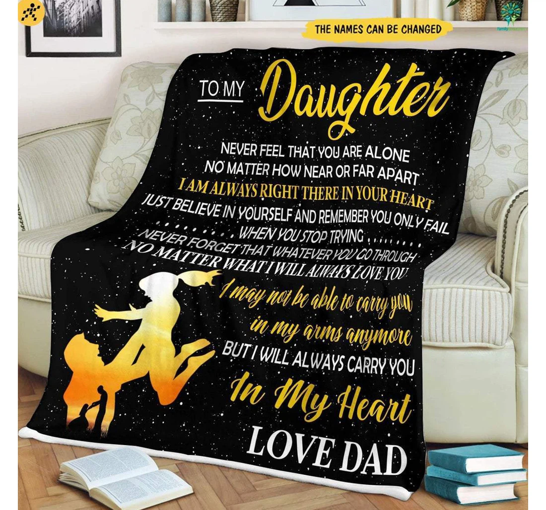 Throw Blanket, Quilt - Family To My Daughter I Will Always Carry You In My Heart Sherpa Fleece