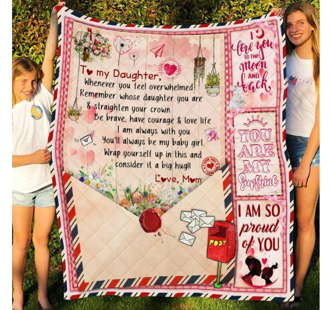 Throw Blanket, Quilt - Family To My Daughter When You Feel Overwhelmed Sherpa Fleece