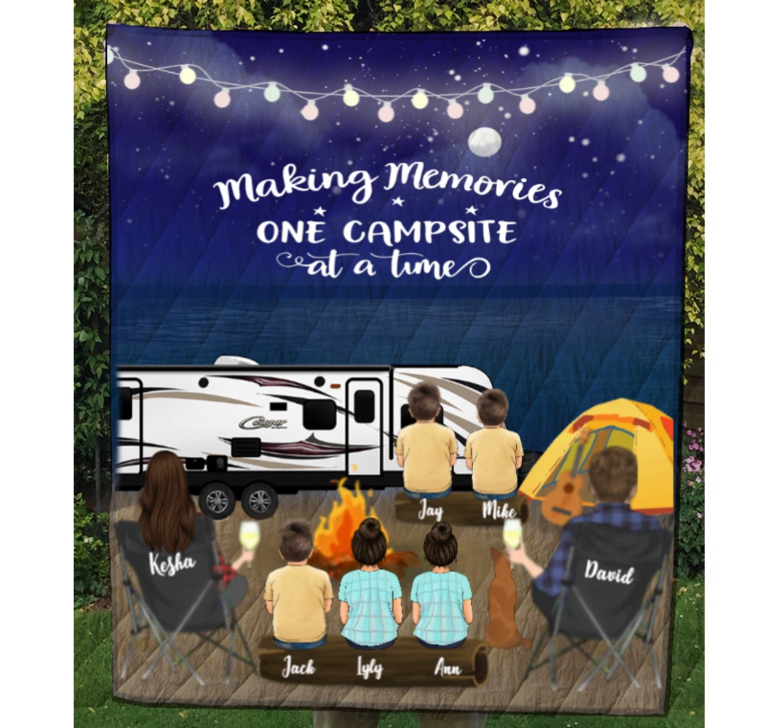 Throw Blanket, Quilt - Family Making Memories One Campsite Sherpa Fleece