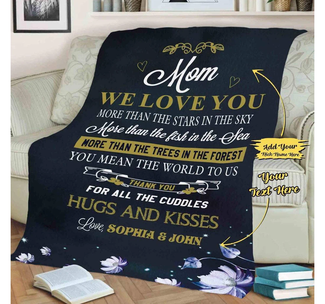 Throw Blanket, Quilt - Family To My Mom Hugs And Kisses Sherpa Fleece