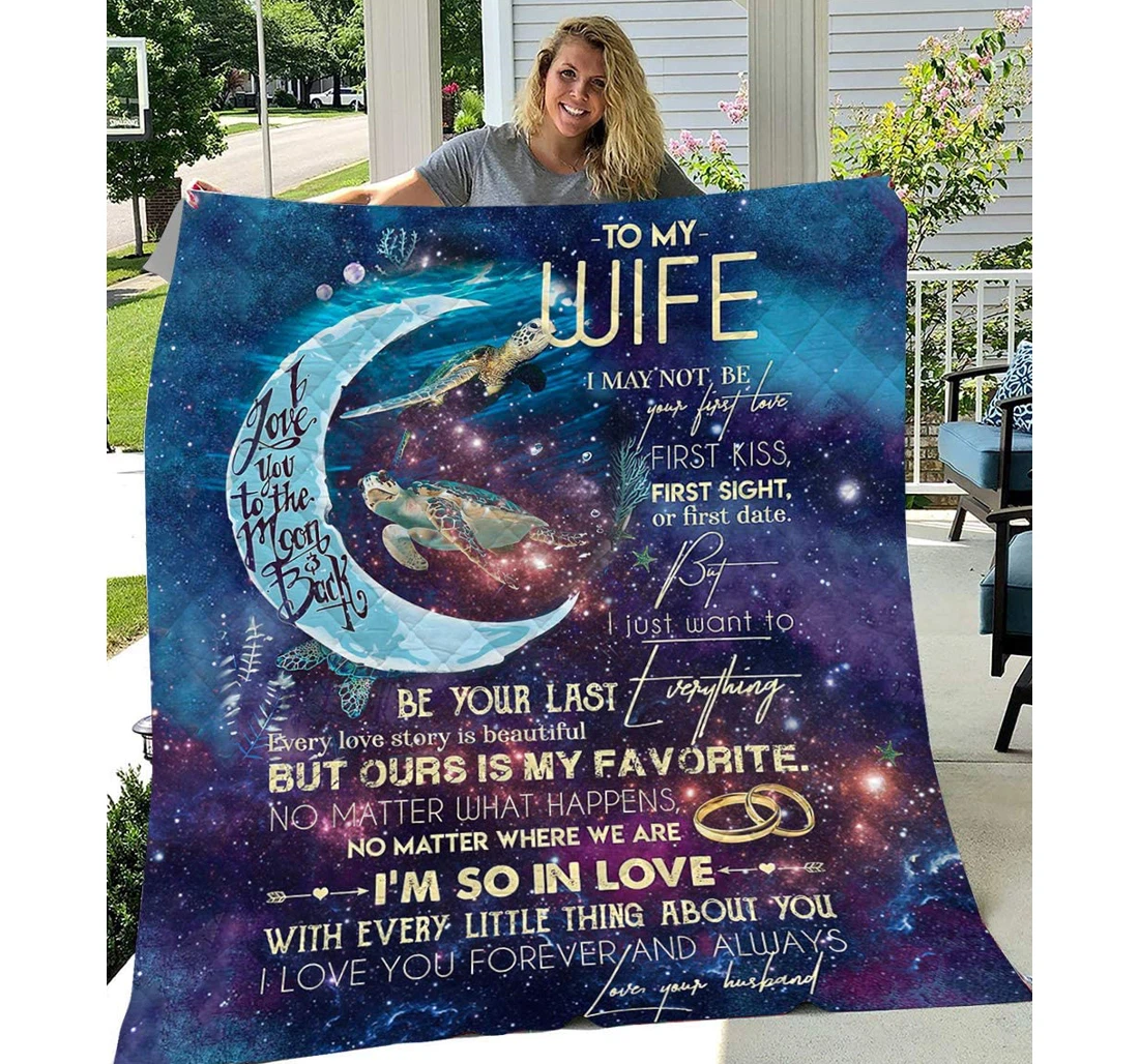 Throw Blanket, Quilt - To My Wife Family Moon First Kiss First Sight Sherpa Fleece