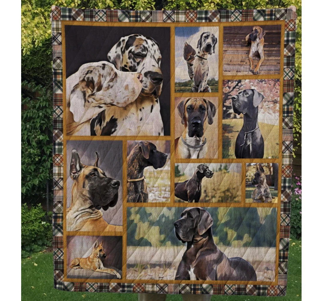 Throw Blanket, Quilt - Great Dane I Love Me Sherpa Fleece