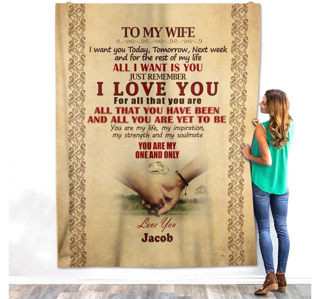 Throw Blanket, Quilt - To My Wife Family I Want You Today Tomorrow Next Week And The Rest Of My Life Sherpa Fleece