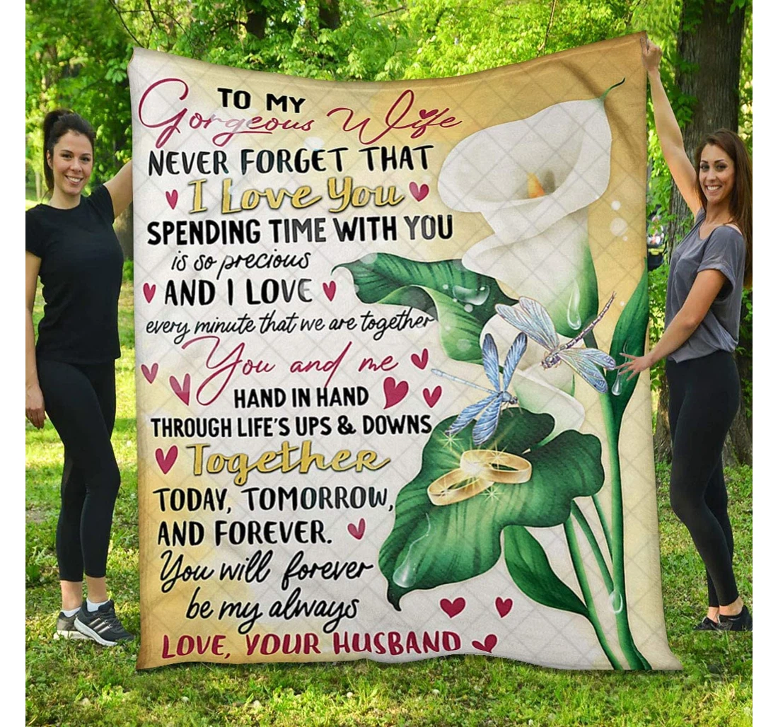 Throw Blanket, Quilt - Personalized To My Wife Family Never Forget That I Love You Sherpa Fleece