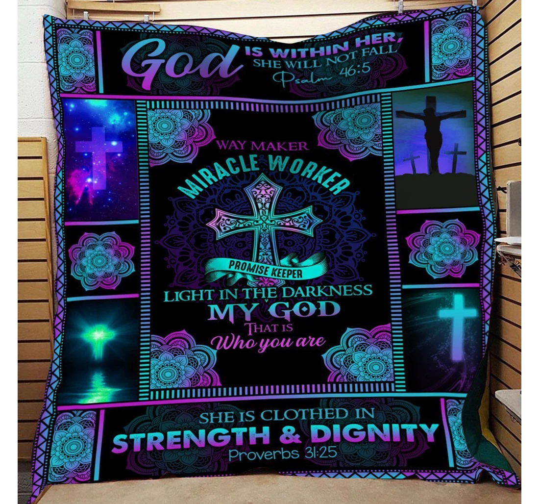 Throw Blanket, Quilt - Easter God Way Maker Mira Worker Sherpa Fleece