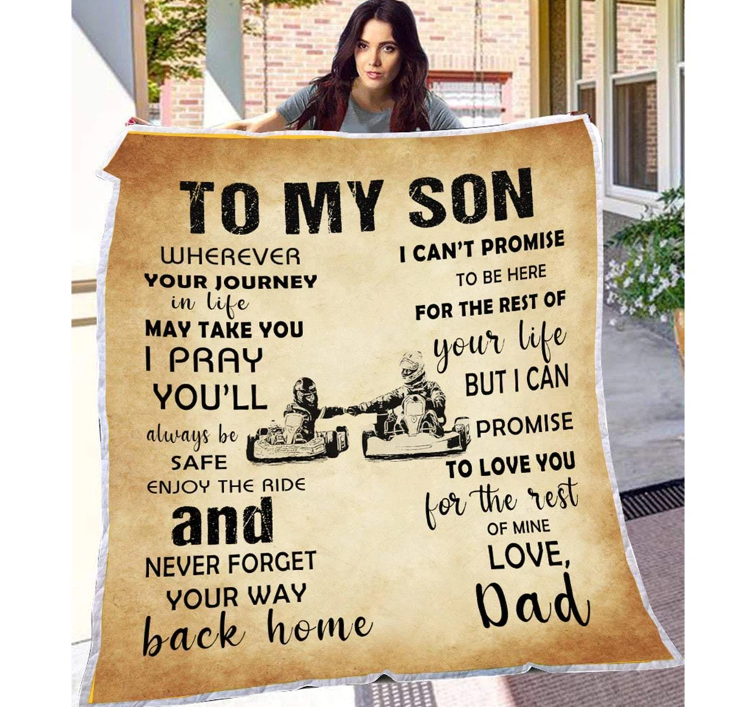 Throw Blanket, Quilt - To My Son Family Wherever Your Journey In Life Sherpa Fleece