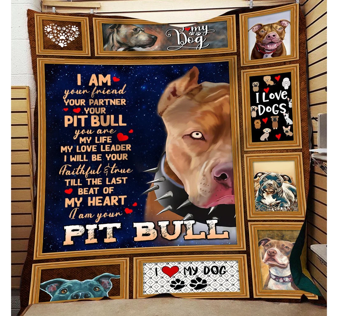 Throw Blanket, Quilt - Easter Pit Bull I'm Your Friend Sherpa Fleece