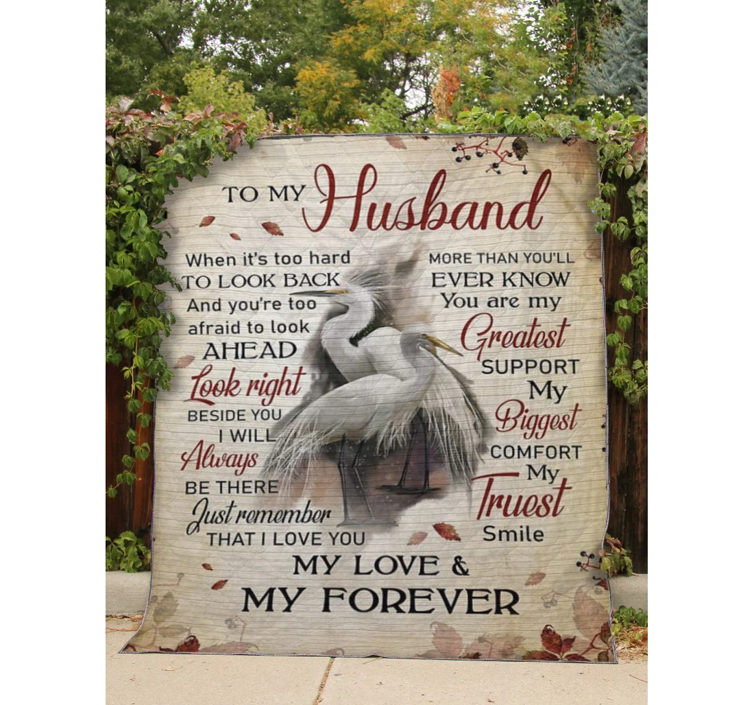 Throw Blanket, Quilt - To My Husband Family Crane Look Right Beside You I Will Always Be There Sherpa Fleece