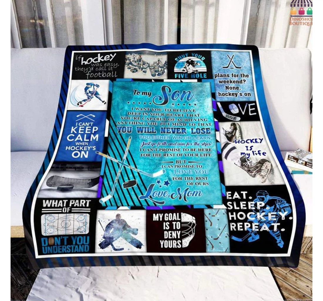 Throw Blanket, Quilt - To My Son Family Hockey I Love You The Rest Of Our Life Sherpa Fleece