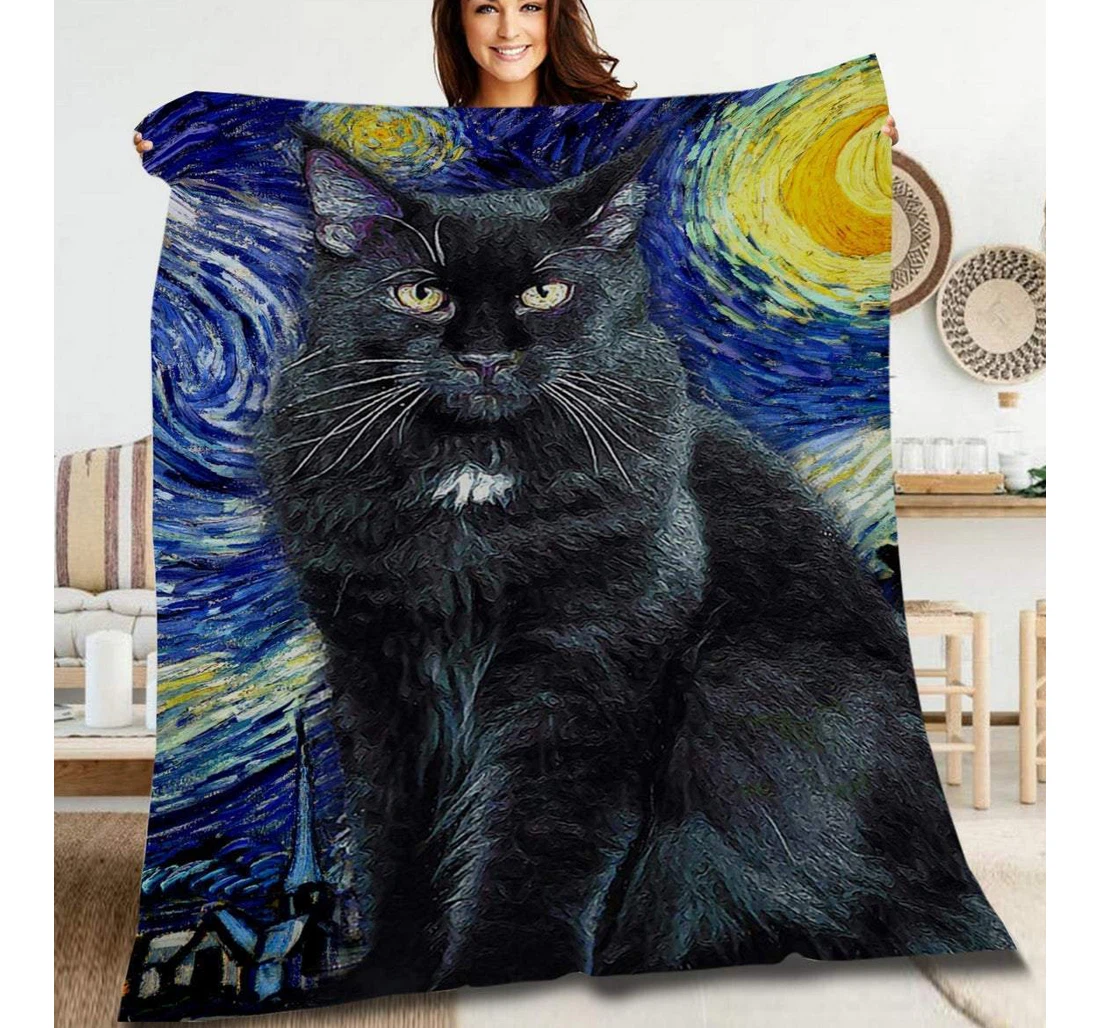 Throw Blanket, Quilt - Cat Big Sherpa Fleece