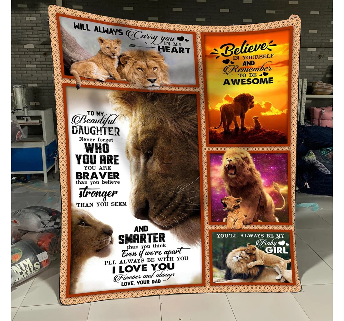 Throw Blanket, Quilt - Personalized To My Daughter Lion Never Forget Who You Are Sherpa Fleece