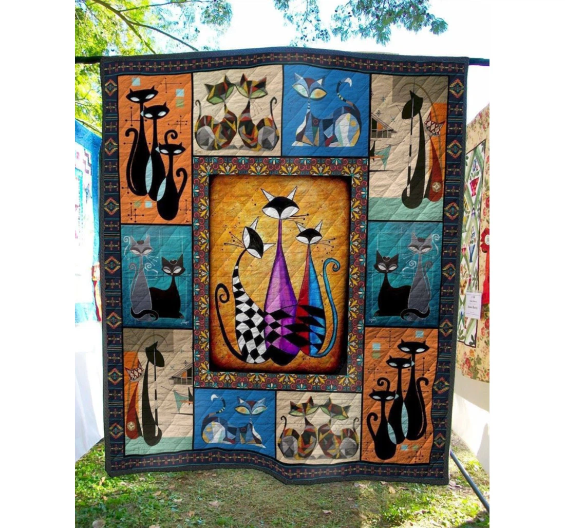Throw Blanket, Quilt - Cat Cat Dad Mom Sherpa Fleece