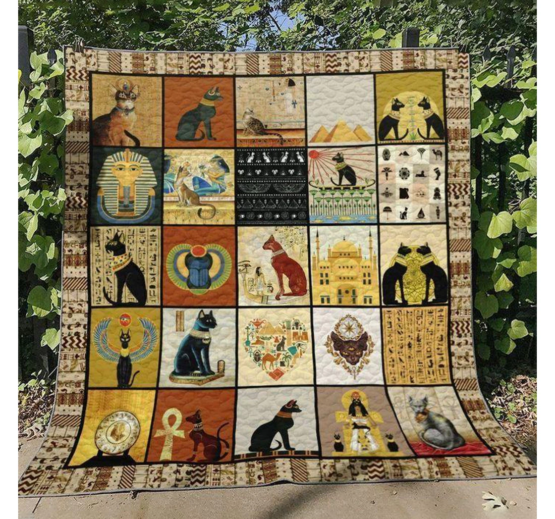Throw Blanket, Quilt - Cat Egyptian Cats Story Sherpa Fleece