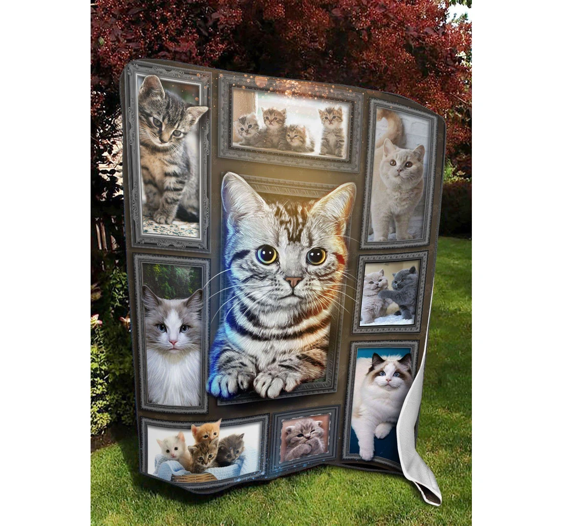 Throw Blanket, Quilt - Cat Oscar American Shorthair Cat Sherpa Fleece