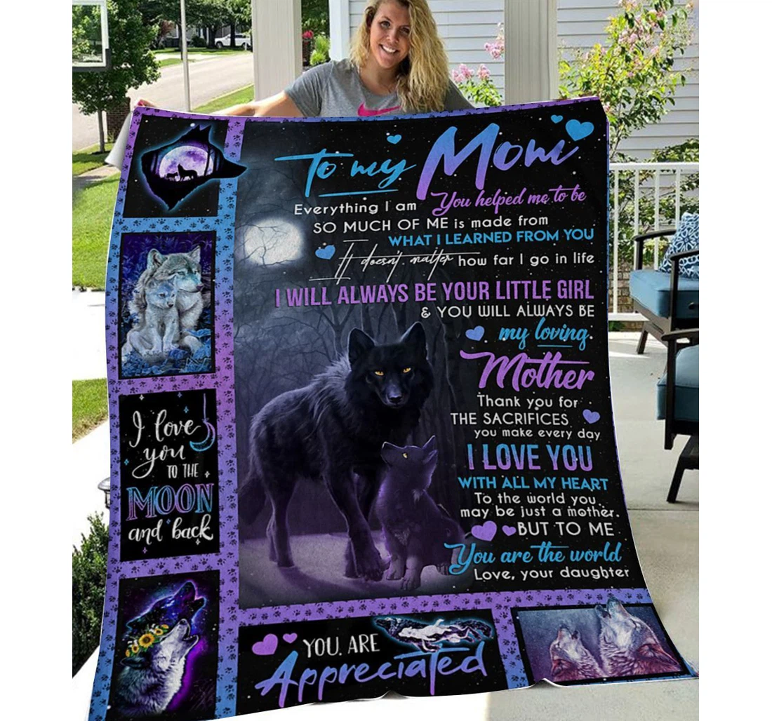 Throw Blanket, Quilt - Personalized To My Mom Wolf Wolf Mother Sherpa Fleece