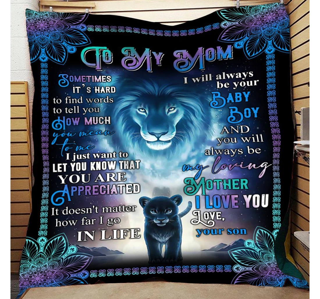 Throw Blanket, Quilt - Personalized To My Mom Lion Lion Baby Boy Sherpa Fleece