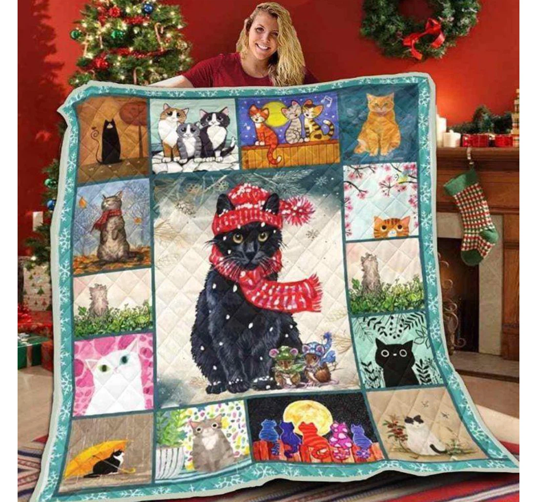 Throw Blanket, Quilt - Cat The Shape Of Cat Sherpa Fleece