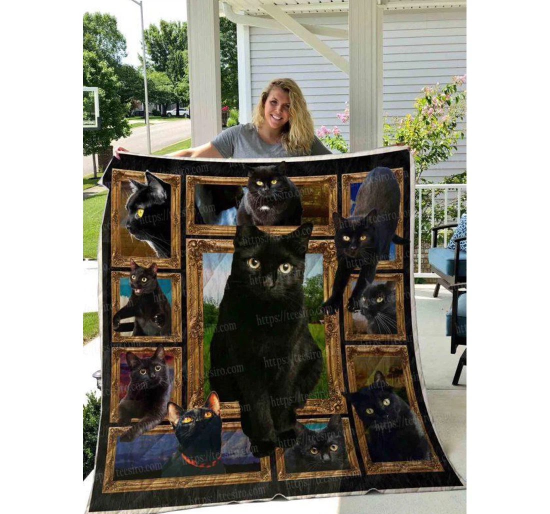 Throw Blanket, Quilt - Cat Cheer Up My Cat Sherpa Fleece