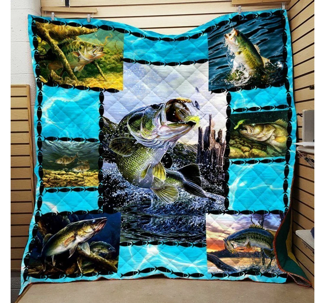 Throw Blanket, Quilt - Fishing Fish Fish Sherpa Fleece