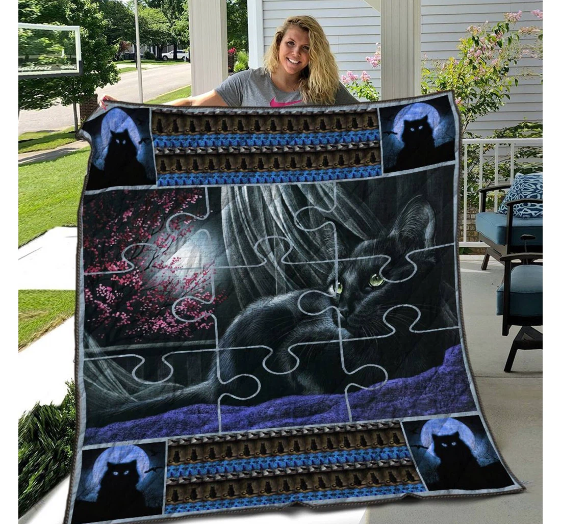 Throw Blanket, Quilt - Cat Cat Puzzel Sherpa Fleece