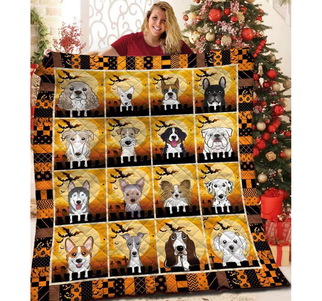 Throw Blanket, Quilt - Halloween Halloween Dog Sherpa Fleece