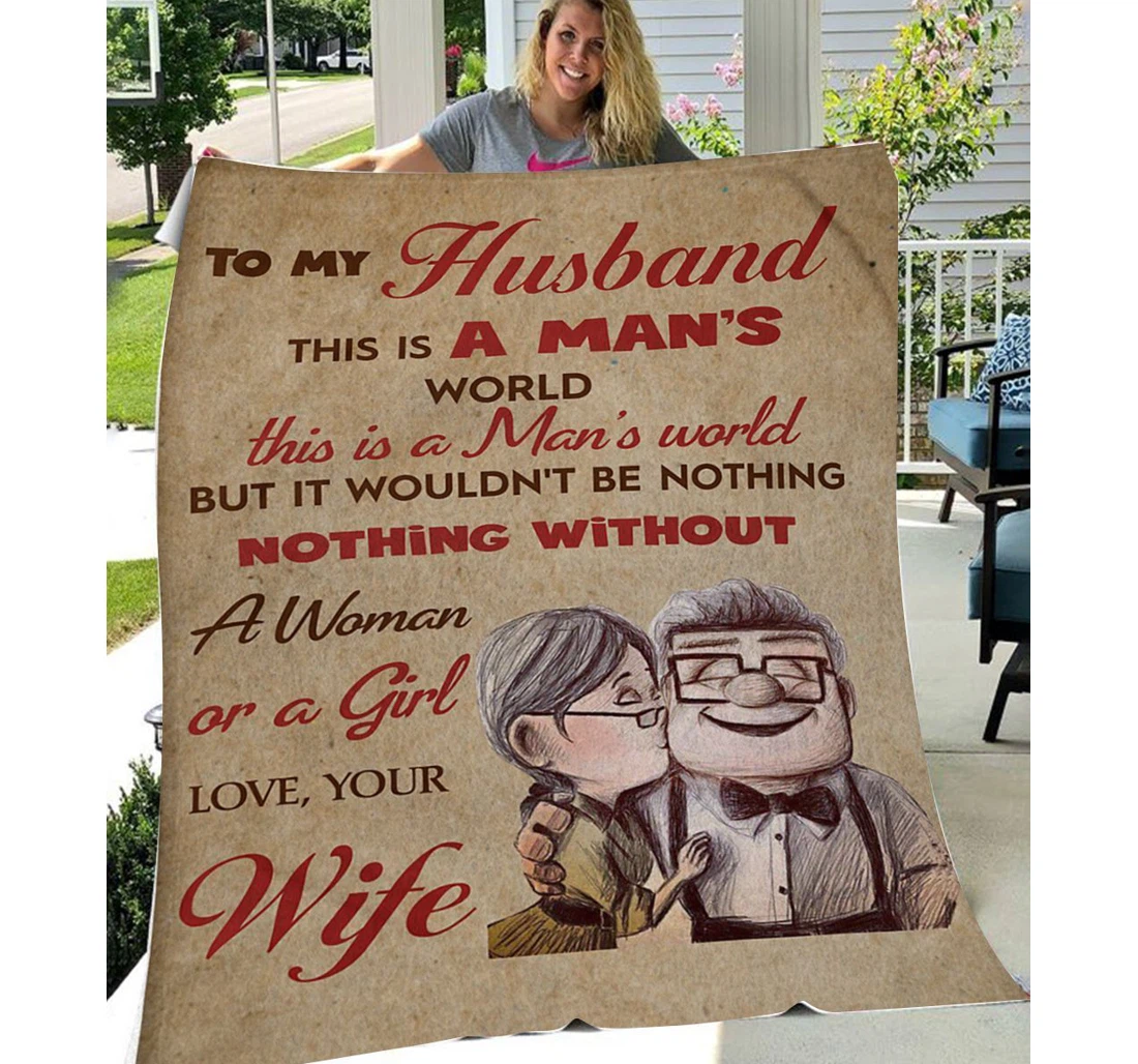 Throw Blanket, Quilt - Personalized To My Husband Family A Man's World Sherpa Fleece