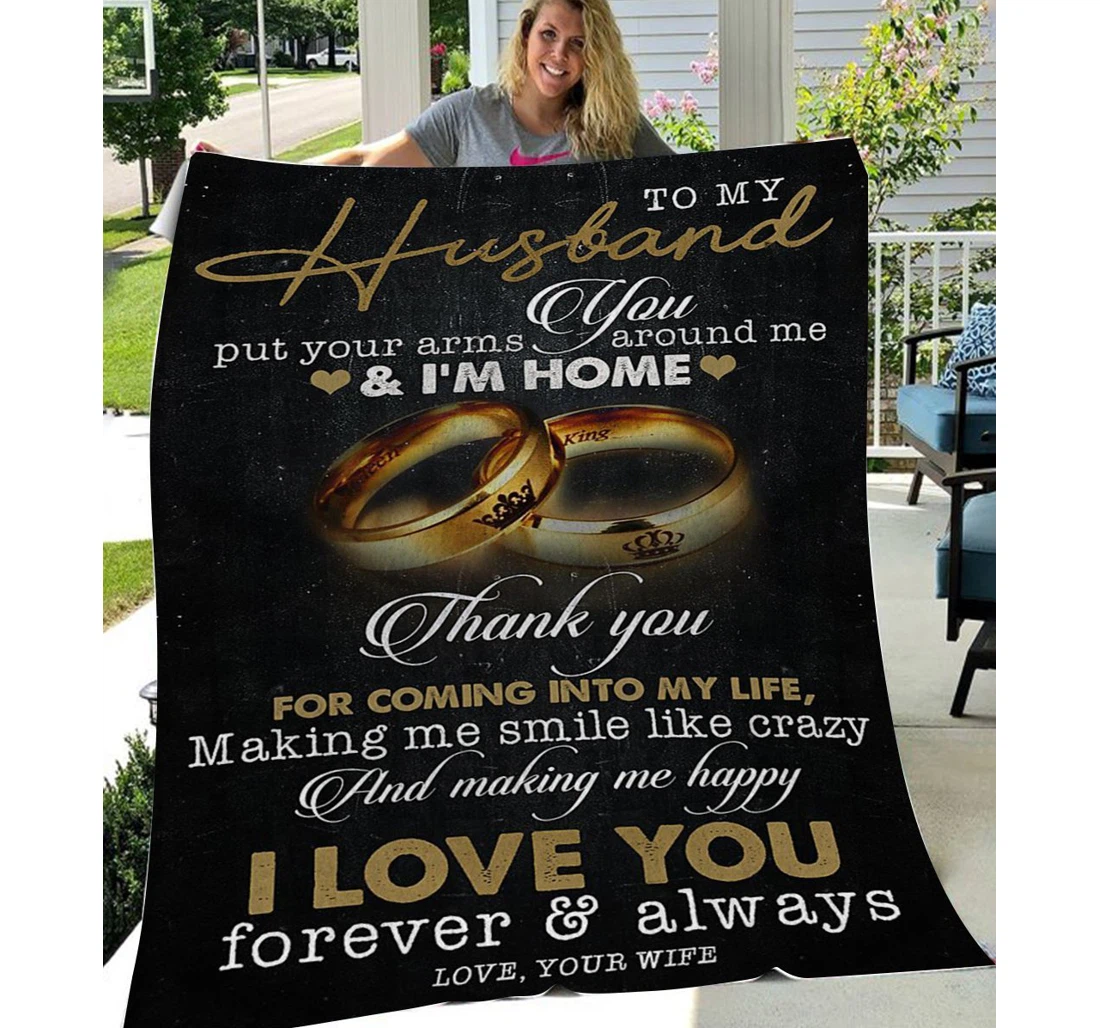 Throw Blanket, Quilt - Personalized To My Husband Family King And Queen Sherpa Fleece