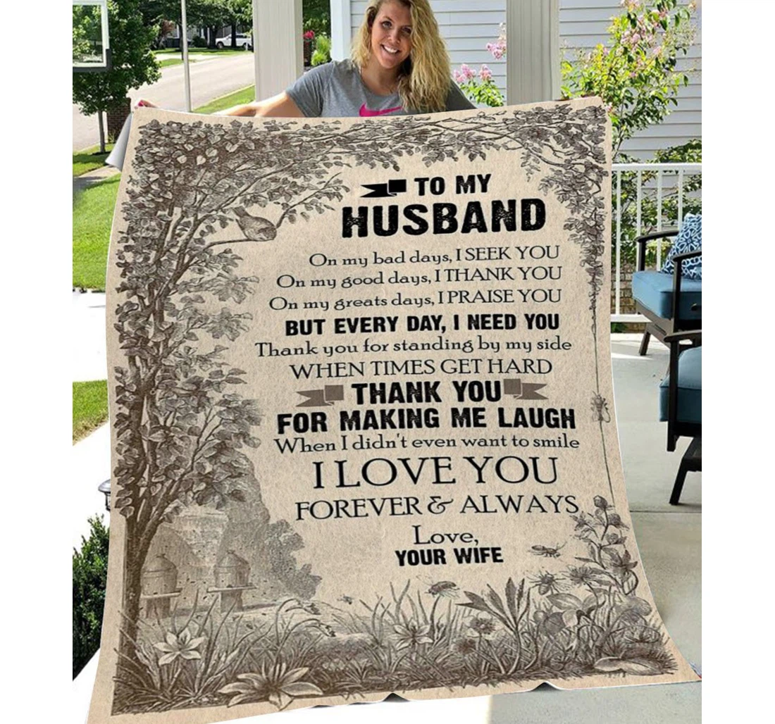 Throw Blanket, Quilt - Family To My Husband Thank You Making You Laugh Sherpa Fleece