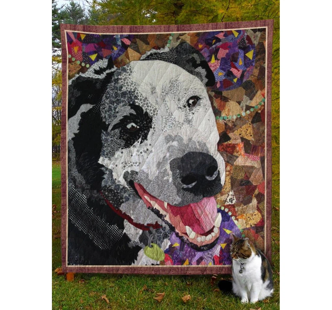 Throw Blanket, Quilt - Australian Cattle Big Australian Cattle Dog Painting Sherpa Fleece