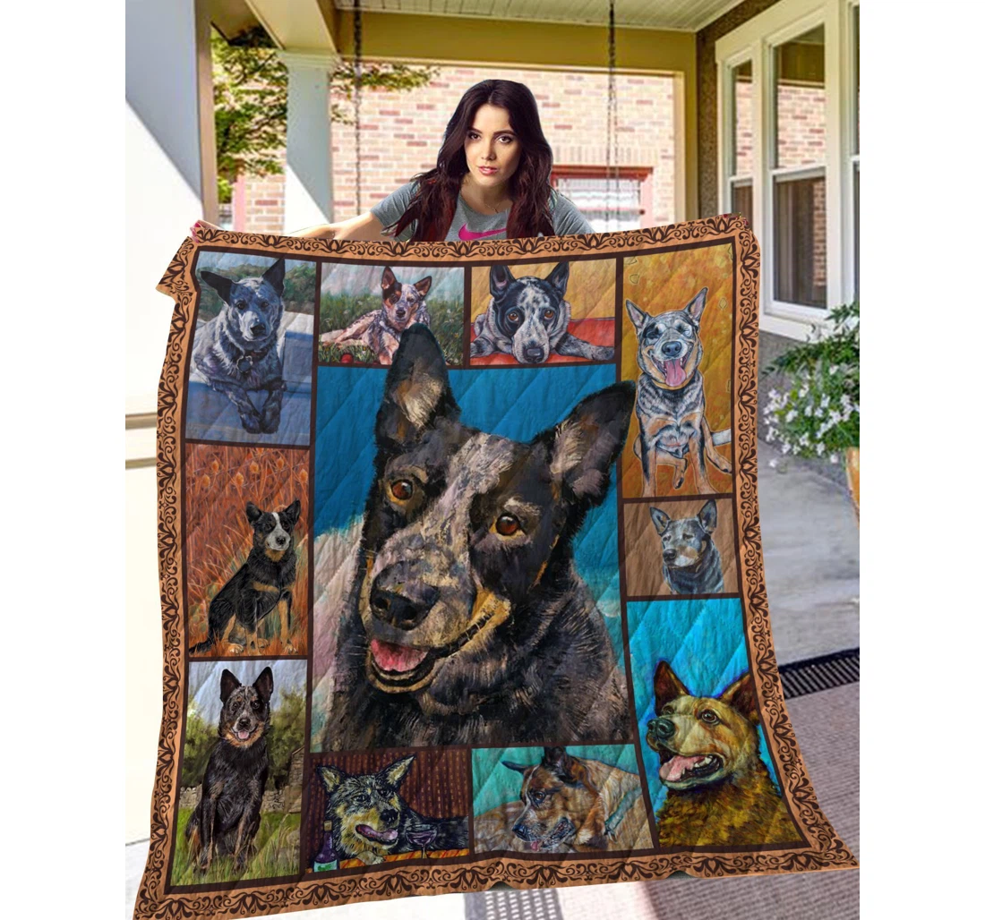 Throw Blanket, Quilt - Australian Cattle Big Australian Cattle Sherpa Fleece