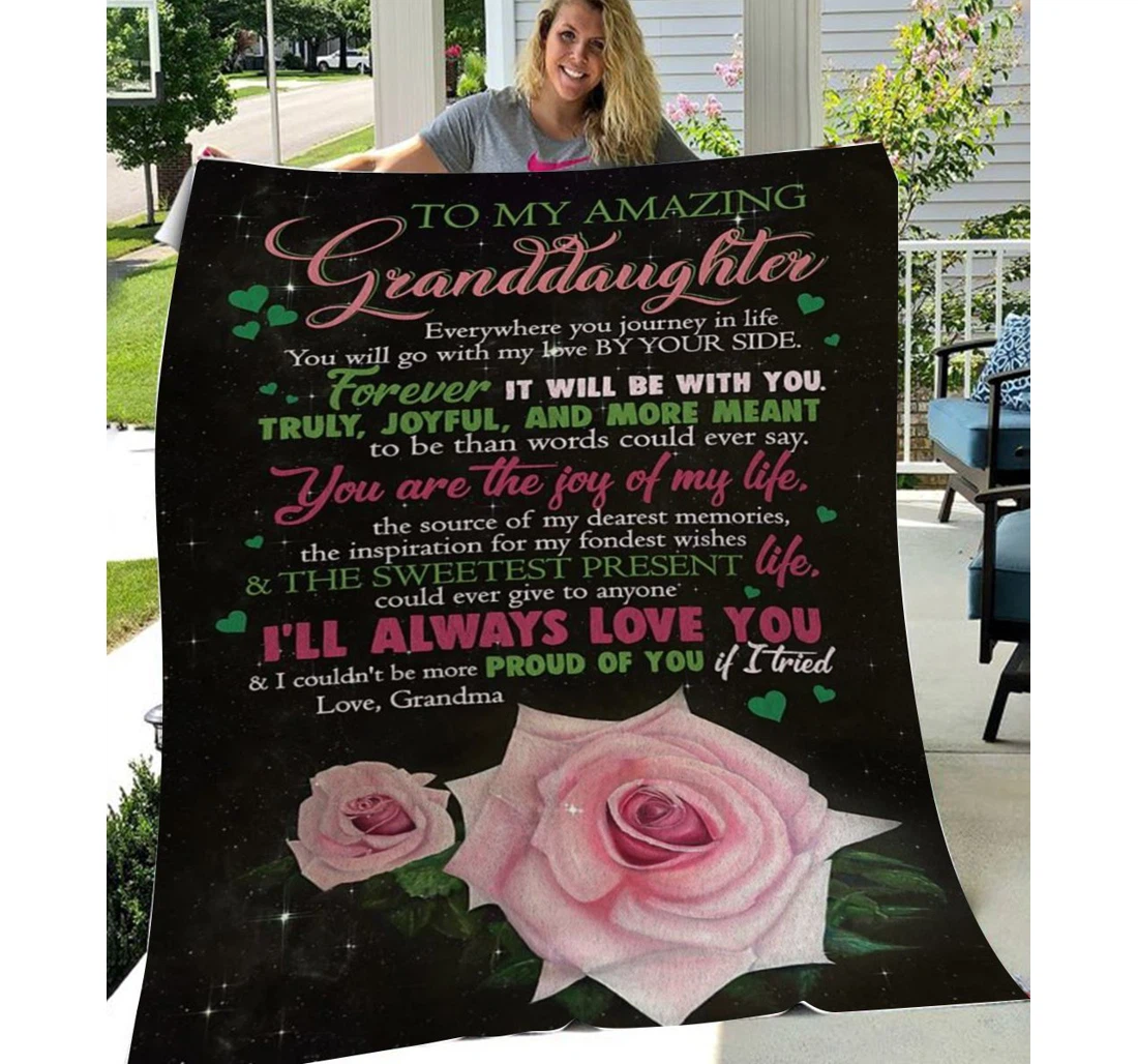 Throw Blanket, Quilt - Family To My Granddaughter I'll Always Love You Sherpa Fleece