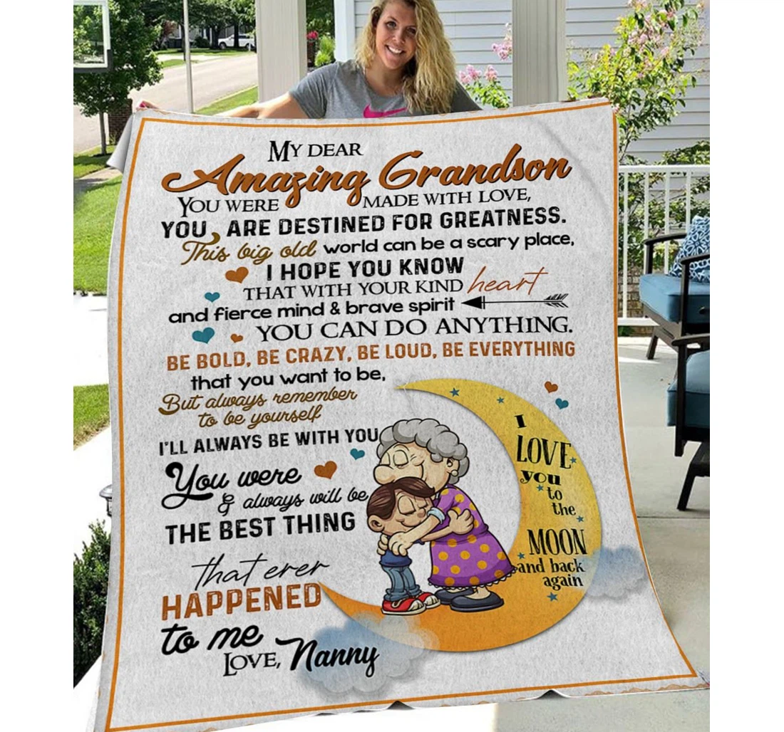 Throw Blanket, Quilt - Family To My Grandson You Are Destined Greatness Sherpa Fleece