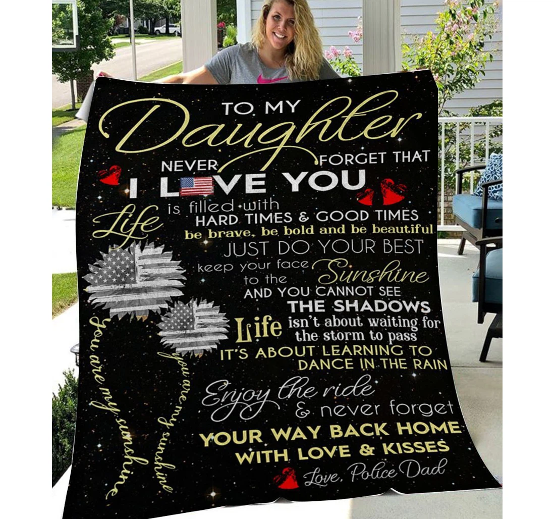 Throw Blanket, Quilt - Family To My Daughter Be Brave Be Bold And Be Beautiful Sherpa Fleece