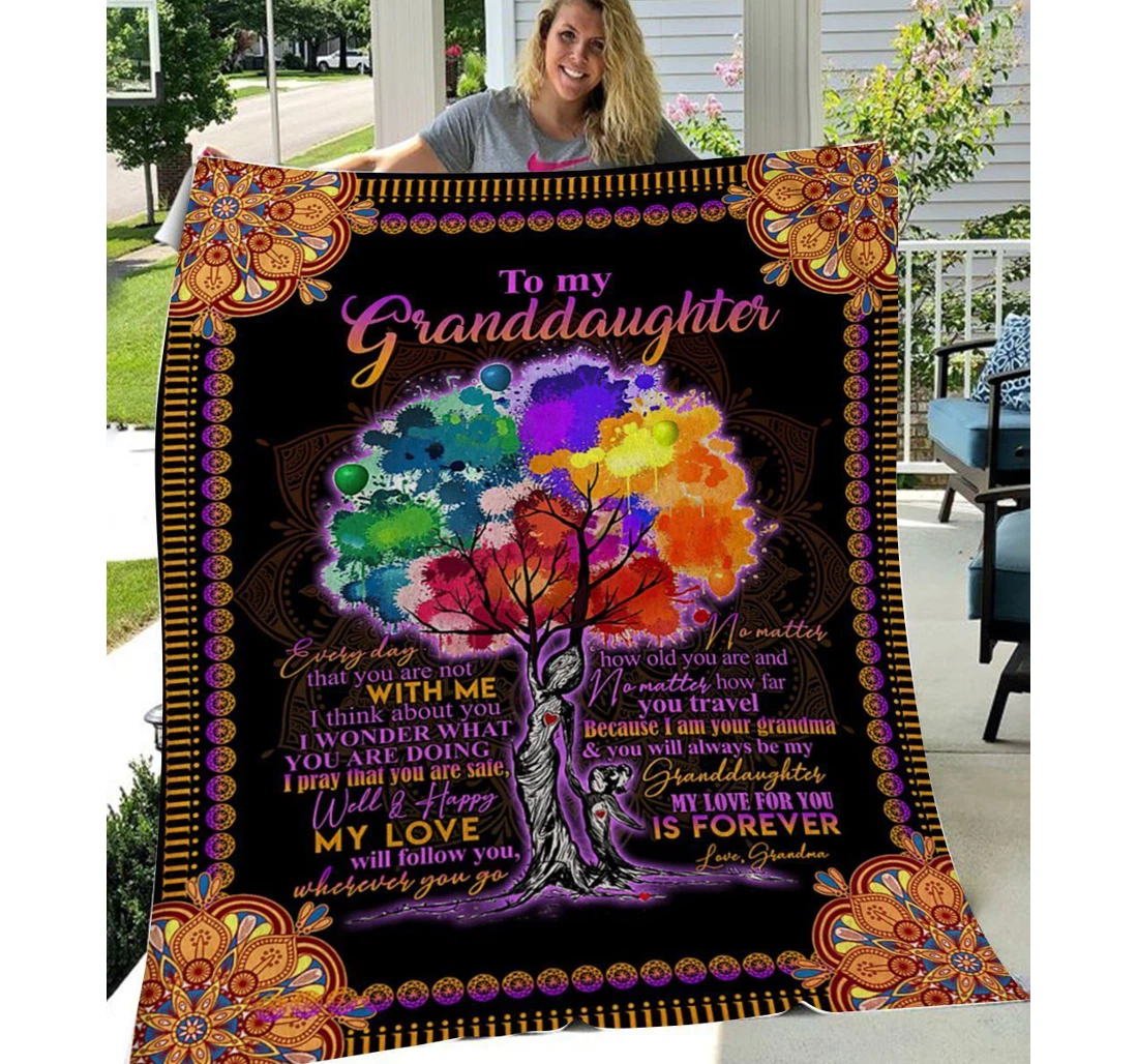 Throw Blanket, Quilt - Family To My Granddaughter My Love You Is Forever Sherpa Fleece