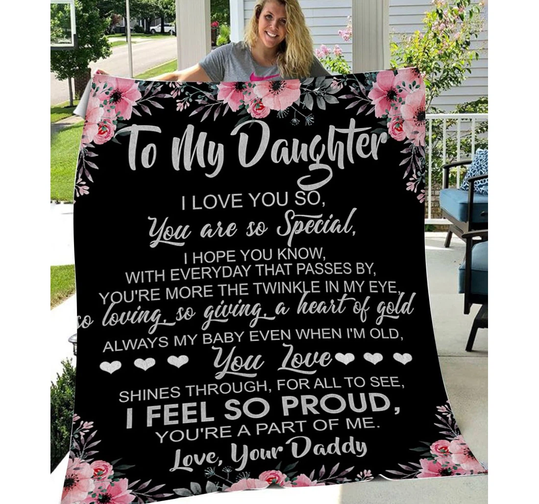 Throw Blanket, Quilt - Family To My Daughter I Love You So Sherpa Fleece